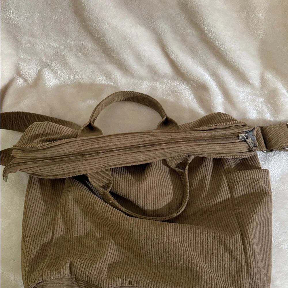 Kalidi Stylish Tan Corduroy Women's Tote Bag